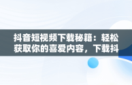 抖音短视频下载秘籍：轻松获取你的喜爱内容，下载抖音短视频 下载安装 