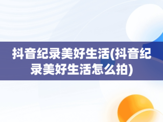 抖音纪录美好生活(抖音纪录美好生活怎么拍)