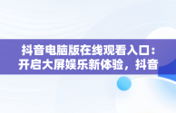 抖音电脑版在线观看入口：开启大屏娱乐新体验，抖音 电脑上看 