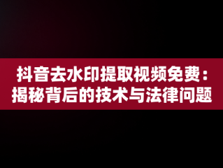 抖音去水印提取视频免费：揭秘背后的技术与法律问题，抖音免费去除水印的视频有哪些软件? 