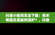 抖音小视频无法下载：技术难题还是版权保护？，抖音小视频无法下载的怎么样保存 