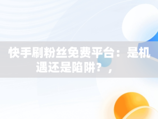 快手刷粉丝免费平台：是机遇还是陷阱？， 