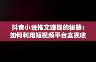 抖音小说推文赚钱的秘籍：如何利用短视频平台实现收入增长，抖音小说推文怎么赚钱的? 