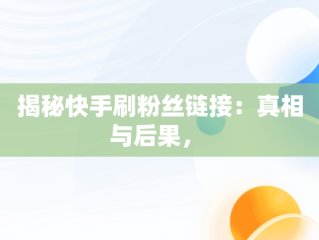 揭秘快手刷粉丝链接：真相与后果， 