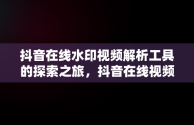 抖音在线水印视频解析工具的探索之旅，抖音在线视频水印解析优米网 