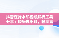 抖音在线水印视频解析工具分享：轻松去水印，畅享高清体验，抖音在线 水印视频解析 