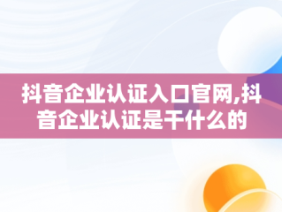 抖音企业认证入口官网,抖音企业认证是干什么的