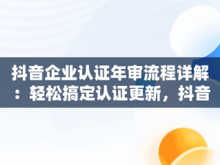 抖音企业认证年审流程详解：轻松搞定认证更新，抖音企业怎么完成年审 