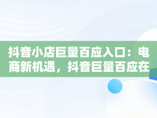 抖音小店巨量百应入口：电商新机遇，抖音巨量百应在哪里 