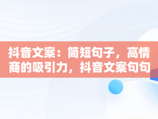 抖音文案：简短句子，高情商的吸引力，抖音文案句句那么入人心扉 