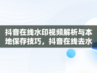 抖音在线水印视频解析与本地保存技巧，抖音在线去水印视频解析保存到本地 