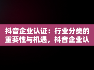 抖音企业认证：行业分类的重要性与机遇，抖音企业认证行业分类可以改吗 