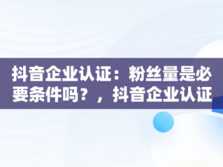 抖音企业认证：粉丝量是必要条件吗？，抖音企业认证要多少个粉丝才能申请 