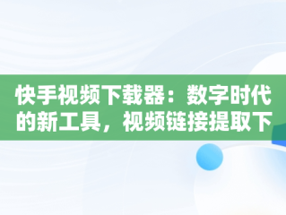 快手视频下载器：数字时代的新工具，视频链接提取下载 