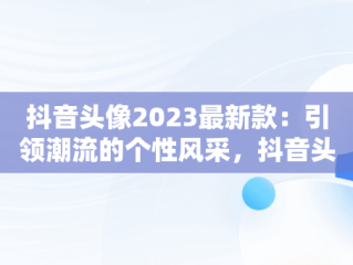 抖音头像2023最新款：引领潮流的个性风采，抖音头像 2027 