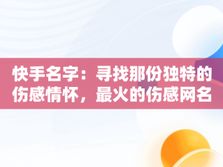 快手名字：寻找那份独特的伤感情怀，最火的伤感网名 