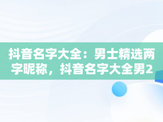 抖音名字大全：男士精选两字昵称，抖音名字大全男2个字霸气 