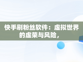 快手刷粉丝软件：虚拟世界的虚荣与风险， 