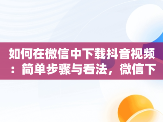 如何在微信中下载抖音视频：简单步骤与看法，微信下载抖音视频小程序 