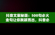 抖音文案秘籍：500句必火金句让你脱颖而出，抖音必火500个文案怎么写 