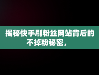 揭秘快手刷粉丝网站背后的不掉粉秘密， 