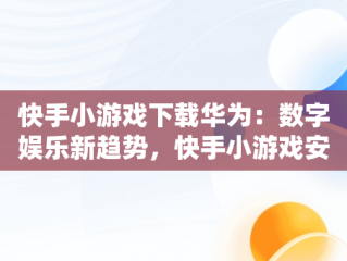 快手小游戏下载华为：数字娱乐新趋势，快手小游戏安装 