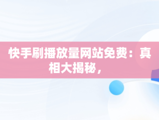 快手刷播放量网站免费：真相大揭秘， 