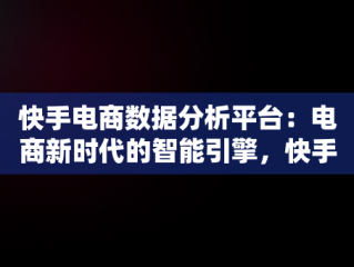 快手电商数据分析平台：电商新时代的智能引擎，快手数据分析部 