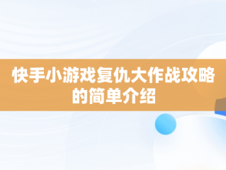 快手小游戏复仇大作战攻略的简单介绍