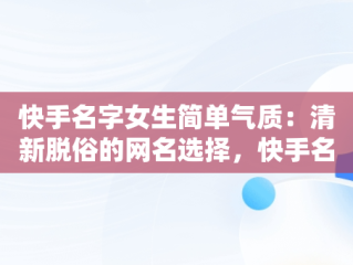 快手名字女生简单气质：清新脱俗的网名选择，快手名字女生简单气质俩字 