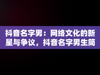 抖音名字男：网络文化的新星与争议，抖音名字男生简单气质 