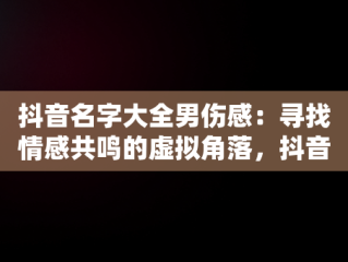 抖音名字大全男伤感：寻找情感共鸣的虚拟角落，抖音名字大全男伤感二个字独来独往 