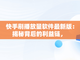 快手刷播放量软件最新版：揭秘背后的利益链， 