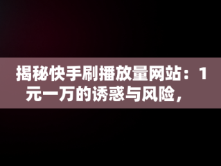 揭秘快手刷播放量网站：1元一万的诱惑与风险， 