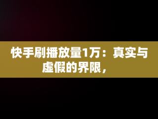 快手刷播放量1万：真实与虚假的界限， 