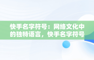 快手名字符号：网络文化中的独特语言，快手名字符号大全复制 