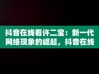 抖音在线看许二宝：新一代网络现象的崛起，抖音在线看许二宝直播 