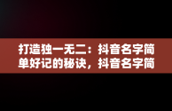 打造独一无二：抖音名字简单好记的秘诀，抖音名字简单好记英文 