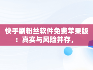 快手刷粉丝软件免费苹果版：真实与风险并存， 