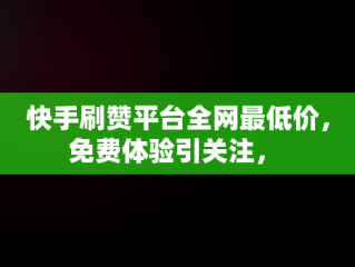 快手刷赞平台全网最低价，免费体验引关注， 
