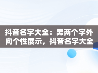 抖音名字大全：男两个字外向个性展示，抖音名字大全男2个字 