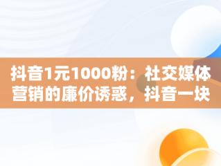 抖音1元1000粉：社交媒体营销的廉价诱惑，抖音一块钱一万粉 