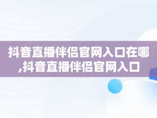 抖音直播伴侣官网入口在哪,抖音直播伴侣官网入口