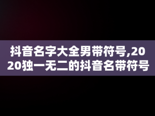 抖音名字大全男带符号,2020独一无二的抖音名带符号