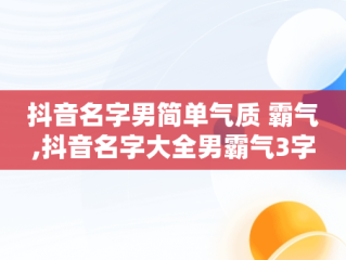 抖音名字男简单气质 霸气,抖音名字大全男霸气3字