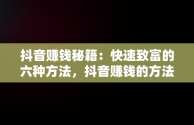 抖音赚钱秘籍：快速致富的六种方法，抖音赚钱的方法 