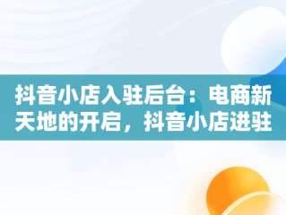 抖音小店入驻后台：电商新天地的开启，抖音小店进驻 