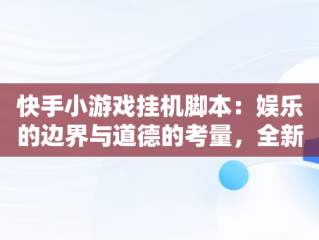 快手小游戏挂机脚本：娱乐的边界与道德的考量，全新快手挂机脚本 