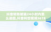 抖音转账被骗24小时内怎么追回,抖音利世视频361992