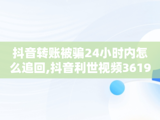 抖音转账被骗24小时内怎么追回,抖音利世视频361992